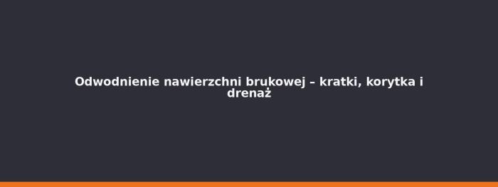 Odwodnienie nawierzchni brukowej – kratki, korytka i drenaż